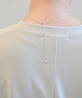 Pisceans プレスチェーン×淡水パールネックレス マットシルバー