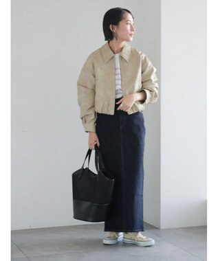 Te chichi フェイクレザークロップドブルゾン グレー