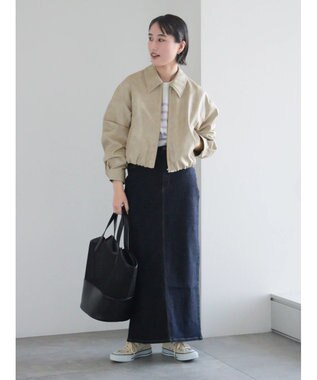 Te chichi フェイクレザークロップドブルゾン グレー