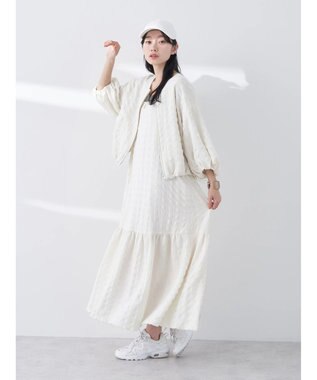 earth music&ecology シャーリングタックスリーブブルゾン Ivory