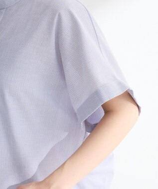 Green Parks 綿麻混フレンチスリーブスキッパーシャツ Stripe