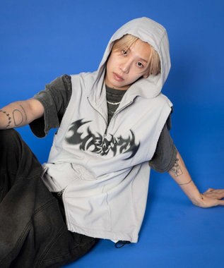 WEGO ノースリーブグラフィックZIPパーカー