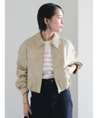 Te chichi フェイクレザークロップドブルゾン グレー