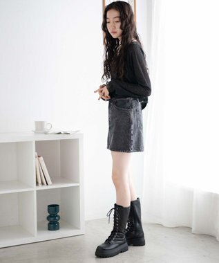 WEGO デニム台形ミニスカート ブラックその他