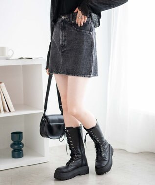 WEGO デニム台形ミニスカート ブラックその他