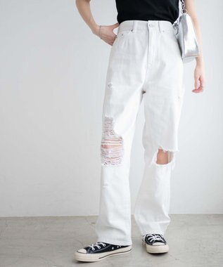 WEGO ヘビークラッシュローライズパンツ ホワイト