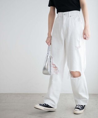 WEGO ヘビークラッシュローライズパンツ ホワイト