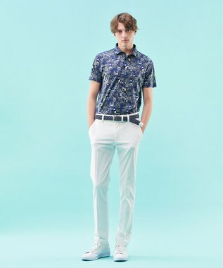 23区GOLF 【MEN】【吸水速乾/UVカット】パリマップ総柄ポロシャツ ネイビー系5