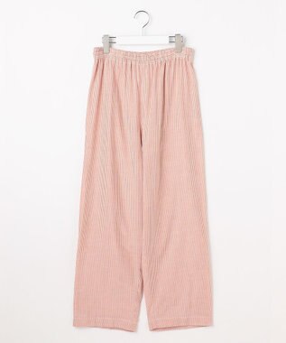 自由区 【WEB限定】オーガニックコットンパジャマ レッドストライプ×ブラウン