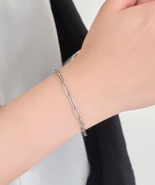 Phoebe 〈金属アレルギー対応〉チャンキーミックスペアチェーンブレスレット　シルバー/サージカルステンレス シルバー