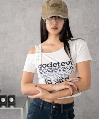 WEGO ベルトワンショルグラフィックちびT ホワイト