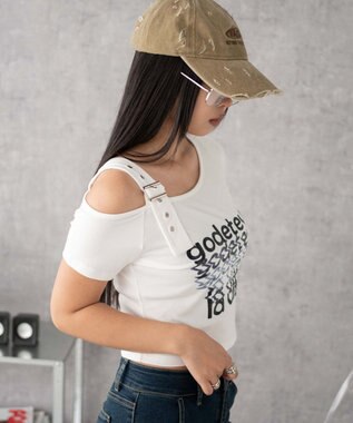 WEGO ベルトワンショルグラフィックちびT ホワイト