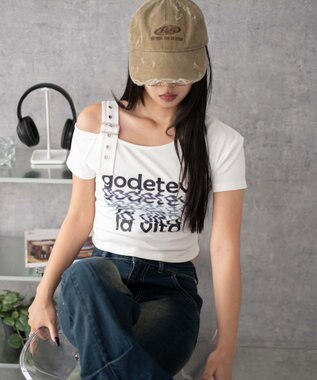 WEGO ベルトワンショルグラフィックちびT ホワイト