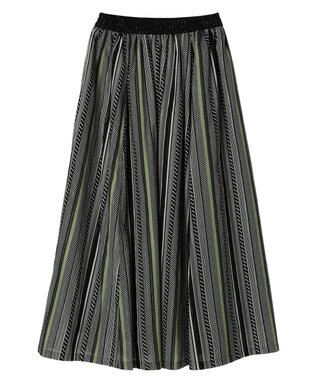 Green Parks ・ＥＬＥＮＣＡＲＥ　ＤＵＥ　マルチストライプスカート Gray