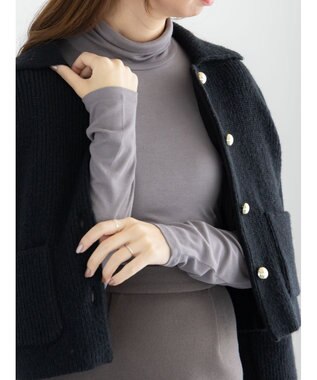 Te chichi 吸湿発熱タートルネックカットソー《2025winter catalog item》 チャコールグレー