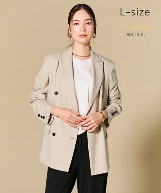 BEIGE， 【L-size】CAROLE / リネンライク ダブルジャケット Sand