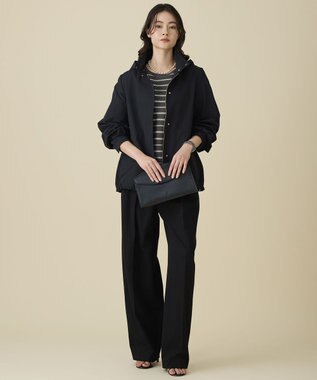 自由区 コットンポリミドルゲージボーダー ニット グレー×イエロー