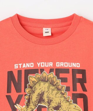 ANY KIDS 【洗濯機可能】恐竜プリント 半袖Tシャツ オレンジ