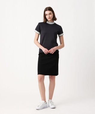 23区GOLF 【23Fondation/WOMEN】【吸水速乾/UVケア】ラインモックシャツ ブラック系