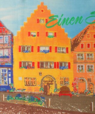 MOONBAT Hanato(ハナト) シルクウールストール ローデンブルクの街／幅60cm サックスブルー