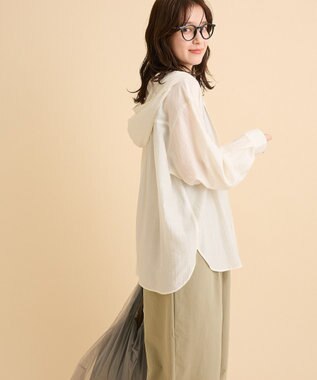 Green Parks シアーフードシャツ Ivory