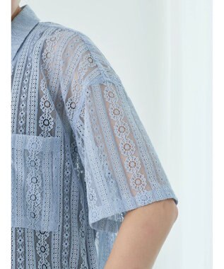 earth music&ecology フラワーレースシャツ Sax