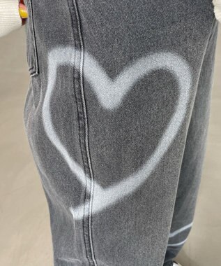 WEGO スプレーペイントストレートデニムパンツ ブラックその他