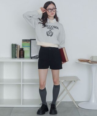 WEGO シャツドッキングジャガードニット ホワイトアイボリー