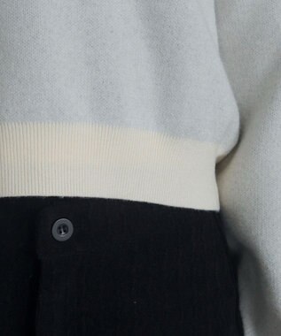 WEGO シャツドッキングジャガードニット ホワイトアイボリー