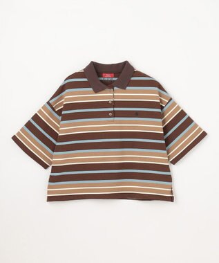 ANY 【POLO BCS別注】マルチカラー短丈ポロシャツ ブラウンボーダー