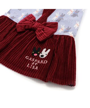 PET PARADISE リサとガスパール リボン つなぎスカート 《であい柄》 小型犬 レッド