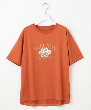 ANY SIS 【洗える】ロゴ刺繍 Tシャツ オレンジフラワー