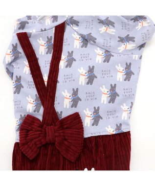 PET PARADISE リサとガスパール リボン つなぎスカート 《であい柄》 小型犬 レッド