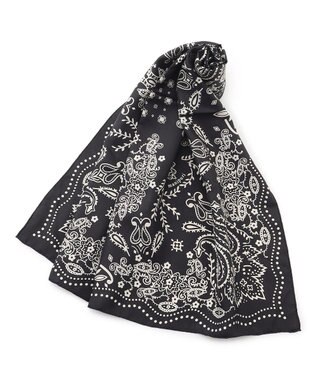 23区 manipuri カレイドバンダナ シルク スカーフ ブラック系