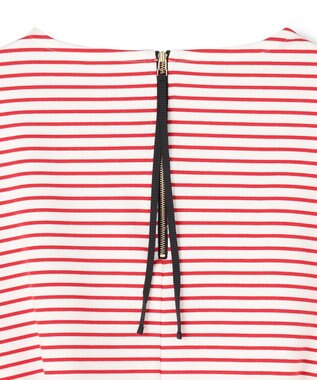 UNFILO ドライタッチリブ バックZIP ボーダートップス オフ×レッド