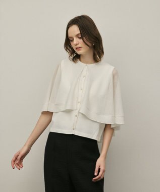 GRACE CONTINENTAL シアーケープニットカーディガン ホワイト