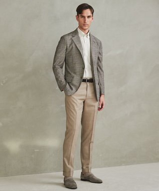 GOTAIRIKU ロングセラー【洗える/折り目加工/シワになりにくい/ウエストアジャスター】ウォッシャブル サマーウール100％パンツ_限定色(ノータック)23/24年モデル ベージュ系