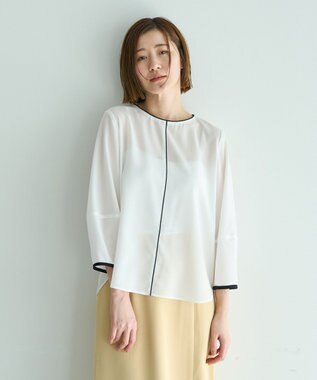 YECCA VECCA 配色パイピングブラウス