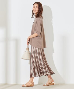 ANY SIS 【セットアップ可】シアーマルチカラーニット スカート ブラウン