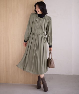 ANY L ギャザーワンピース カーキ