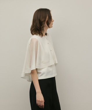 GRACE CONTINENTAL シアーケープニットカーディガン ホワイト