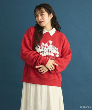 Green Parks １０１匹わんちゃん／プリント裏毛スウェット Red