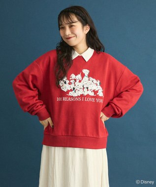 Green Parks １０１匹わんちゃん／プリント裏毛スウェット Red