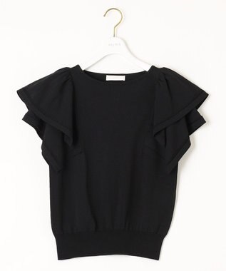 ANY SIS 【接触冷感】レイヤードスリーブ ニット ブラック