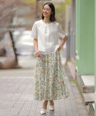 J.PRESS LADIES レーシーチェック クルーネック カットソー ホワイトチェック系3