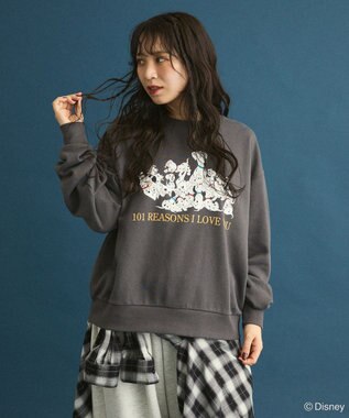 Green Parks １０１匹わんちゃん／プリント裏毛スウェット Charcoal Gray