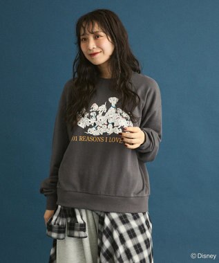Green Parks １０１匹わんちゃん／プリント裏毛スウェット Charcoal Gray