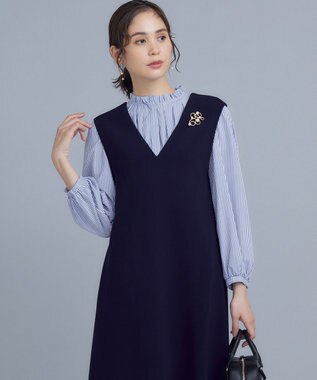 組曲 【WEB限定】ライトデシン フリル襟ブラウス ブルーストライプ系5