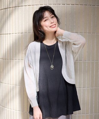 ANY 【洗濯機可/接触冷感/アンチピリング】シアーニットボレロカーディガン トップグレー