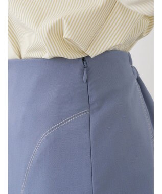 earth music&ecology 配色ステッチパネルフレアスカート Blue